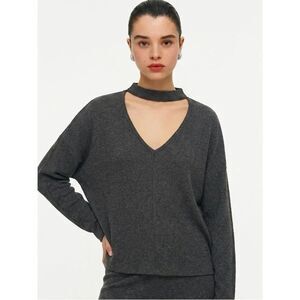 FOREVER 21 | Ribbed Choker Style Lightweight Sweater Dark Gray Women’s Medium